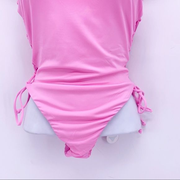 NEW The Bikini Lab Neon Pink Lace Side Bathing Suit Size XS - Picture 9 of 9